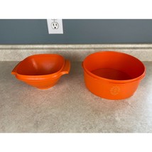 Tupperware Made In Canada Lot Of Two Orange Containers Without Lids - $9.89
