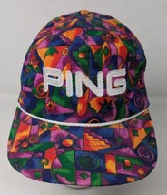 Vintage PING Colorful All Over Print Golf Hat Made in USA 90s Bright Rop... - $79.19