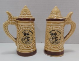 Set Of 2 Vtg Myrtle Beach Ceramic Beer Stein Salt &amp; Pepper Shakers Complete - £12.17 GBP