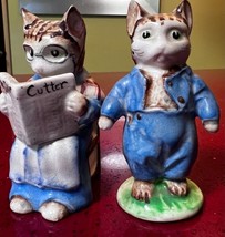 2 Vintage Beatrix Potter Figurines S&amp;P Tom Kitten &amp; Grandma Reading Cutter - $44.81