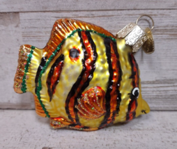 Old World Christmas Blown Glass The Angel Fish Ornament Glitter Yellow 2... - £6.92 GBP