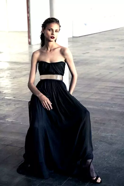 NEW! Luxe MNG MANGO Black Silk Long Gown Corset Anthropologie Swing Maxi Dress M - £78.65 GBP