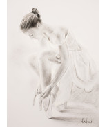 Dibujo a carbón de una bailarina sentada. Cuadro bailarina. Bailarina di... - $1,691.61 MXN