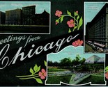 Grande Lettera Greetings From Chicago Illinois Unp DB Cartolina Multi-View - £4.05 GBP