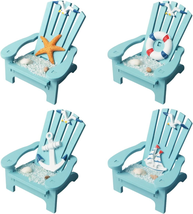Wooden Handmade Mini Chair Ornament Beach 4 Pack Decor Nautical Decoration for B - £20.38 GBP