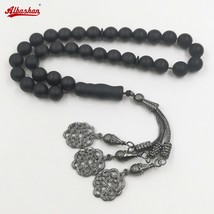 Tasbih Men Black Matte agates stone muslim prayer beads islamic rosary 3... - £51.80 GBP