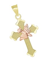 14k Yellow Gold and Rose Gold Textured Holy Spirit Dove - $329.20