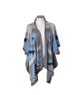 Soft Surroundings Southwest Aztec Open Front Wrap Cardigan Blue &amp; Tan - $41.68