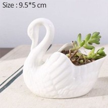 Home Garden White Swan Ceramic Flower Pot Miniature Model Candlestick Photograph - £10.34 GBP