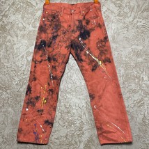 Levi&#39;s 569 Men&#39;s Jeans Size 32x30 Orange Denim Straight Paint Splatter - £16.97 GBP