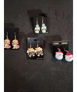 Set of 4 Prs of Christmas long Dangle Pierced Earrings:  Bears, Snowman,... - $23.23 CAD