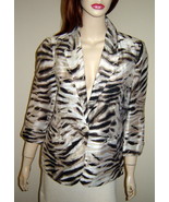 CHICO&#39;S Brown/Pink Animal Print 3/4 Sleeve Linen Blend Jacket (Size 0) NEW - $637.46 MXN