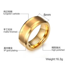8mm Tungsten Engagement Rings For Women Men Gold Wedding Dating Ring - £20.37 GBP