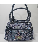 Lily Bloom Green Living Purse Blue Pink Paisley Print Large Spacious - $27.10 CAD