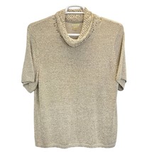 Sigrid Olsen Sport Cowl Neck Sweater Beige Size 2X Short Sleeve Loose Knit Plus - £18.02 GBP