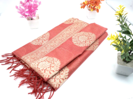 Banarasi Orange Semi Cotton Silk Dupatta For Women Fancy  Scarf For Girls - £15.25 GBP