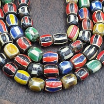 Antique Vintage Venetian Style Multi Chevron Trade Beads Necklace - £38.20 GBP