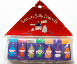 Seven Silly Dwarfs Eraser 1979&#39; Old SANRIO Logo Retro Cute Rare - £19.15 GBP