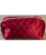 Lancome Ruby Red Diamond Quilt Satin Cosmetic Bag Purse - £4.68 GBP