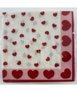 Vintage 60 Valentine Pink White Red Heart 2 Ply Beverage Napkins 1996 NEW - $13.85