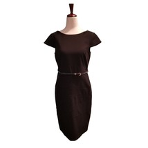 Black Belted Dress Size 6 Classic Short Sleeve Round Neck Business Party... - £23.85 GBP