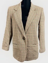 Vintage 90s Savanna Blazer Brown &amp; Green Herringbone Tweed Jacket, Petit... - $30.96