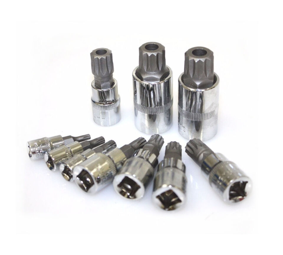 10pc XZN 12 Point MM Triple Square Spline Bit Socket Set Tamper Proof Ne... - $18.69