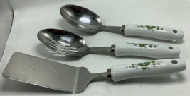 3 Corelle Callaway Green Ivy Serving Utensils Cooking Spoon Slotted Spatula - $27.10