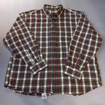 Cabela&#39;s Shirt Mens XL Red White and Green Plaid Flannel Long Sleeve But... - $20.70 CAD