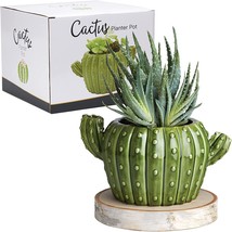 Streamline Imagined Cactus Shaped Ceramic Flower Planter Pot - £36.07 GBP