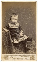 CIRCA 1870&#39;S Named CDV Adorable 2 Yr Old Child in  Dress Goodman Whitewater, WI - £7.50 GBP