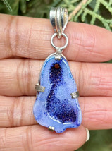 925 Sterling Silber plattiert, Indigo Blau Druzy Geode Achat Stein Anhän... - $245.46 MXN