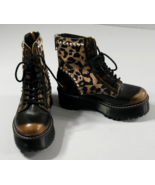 Steve Madden Avenger Studded Leopard Leather Platform Combat Boots W Siz... - £64.09 GBP