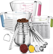 Measuring Cups &amp; Spoons Set Stainless Steel 7 Measuring Cups 6 Measuring Spoons  - £42.31 GBP