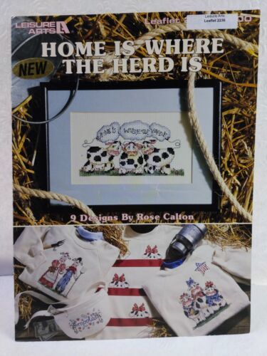 1992 Leisure Arts - "HOME IS WHERE THE HERD IS" Cross Stitch Leaflet #2236 VTG - $7.92