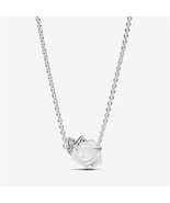 S925 Silver White Rose in Bloom Collier Necklace,Bridal Gift,Gift for Her - $28.70 CAD