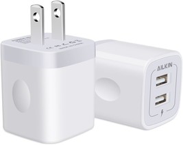 USB Wall Charger Charger Adapter 2 Pack 2.1A Dual Port Quick Charger Plug Cube f - £13.04 GBP