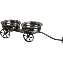Vintage FB ROGERS SILVER Co. 1883 Double Coaster Wine Bottle Wagon Wheels Move - $42.08