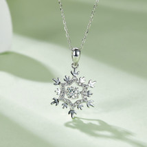 Snowflake Moissanite Necklace Twinkle Setting 925 Sterling Silver 1Ct VVS Gift - £40.64 GBP