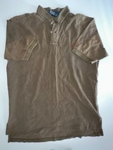Polo Ralph Lauren Polo Shirt Men&#39;s Large Brown Collared Short Sleeve Regular Fit - £20.23 GBP