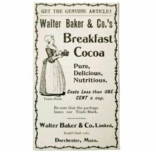 Walter Baker Hot Cocoa 1897 Advertisement Victorian Breakfast Chocolate ... - $380.53 MXN