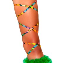 Rainbow Zebra Print Thigh Leg Body Wraps Straps Iridescent Rave Animal 3020 - £11.81 GBP