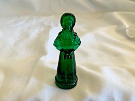VINTAGE 1970’s Degenhart Glass Dark Green Colonial Priscilla Women Girl Figurine - £11.17 GBP