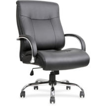 Lorell Leather Deluxe Big/Tall Chair - Black Bonded Leather Seat - - $526.99