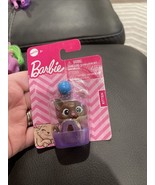 New Barbie Pet Kitten w/ Pink Bow - Purple Pet Basket &amp; Blue Yarn Ball M... - $6.48