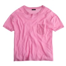 NWT J.Crew Italian Featherweight Cashmere Pocket T-shirt in Sunset Pink Sheer S - £56.94 GBP