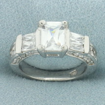 Emerald Cut CZ Engagement Ring in 14k White Gold - £297.07 GBP