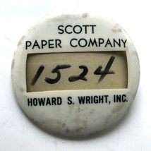 Vintage Scott Paper Company Employee Badge Everett WA - £23.31 GBP