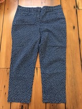 Lands End Fit 2 Navy Blue White Polka Dot Cropped Capri Cotton Pants 10 ... - £21.23 GBP