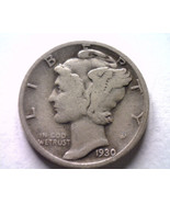 1930 MERCURY DIME FINE / VERY FINE F/VF NICE ORIGINAL COIN BOBS COINS 99... - $7.00